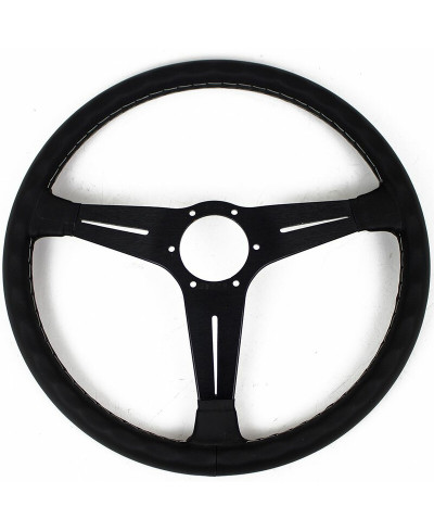 VOLANT ND39 CLASSIC EN CUIR NOIR, BRANCHES NOIRES, COUTURES GRISES,TULIPÉ 30MM - NARDI