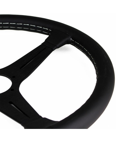 VOLANT ND39 CLASSIC EN CUIR NOIR, BRANCHES NOIRES, COUTURES GRISES,TULIPÉ 30MM - NARDI