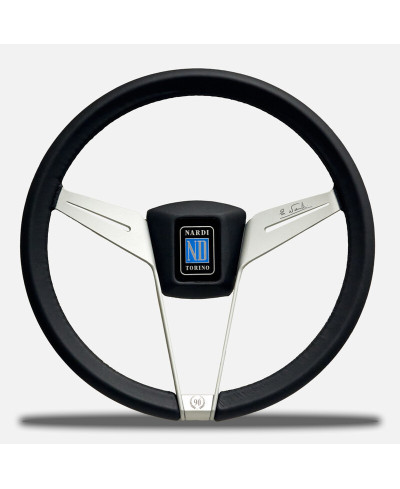 VOLANT NOVANTESIMO CUIR NOIR, BRANCHES BLANCHES, CACHE CUIR NOIR - NARDI