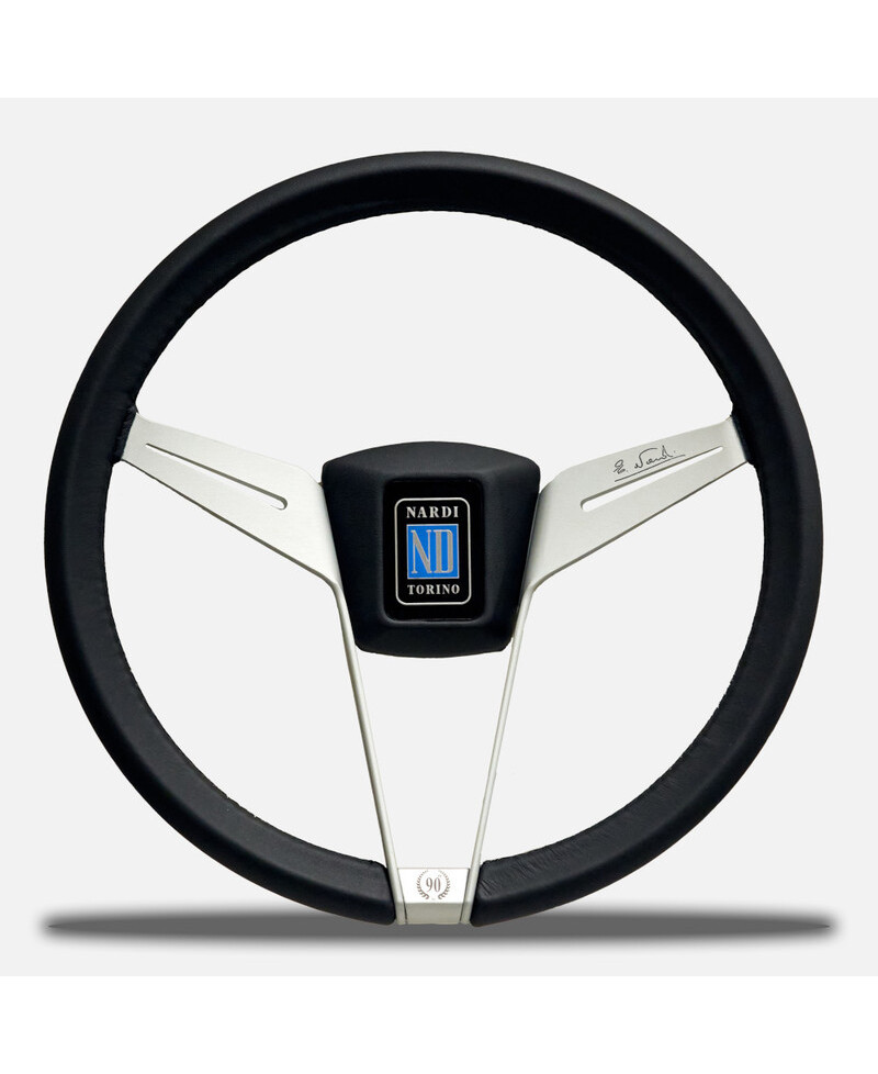 VOLANT NOVANTESIMO CUIR NOIR, BRANCHES BLANCHES, CACHE CUIR NOIR - NARDI