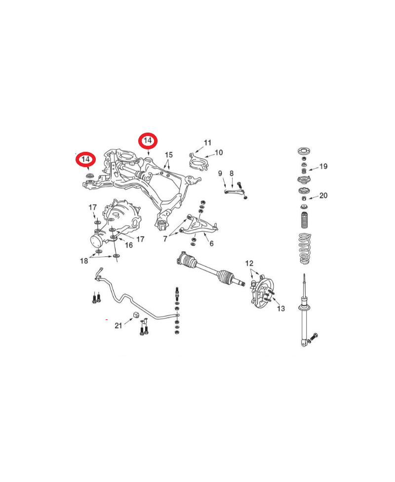 SILENTBLOCRENFORCES DE BERCEAU ARRIERE R32GTR NISMO