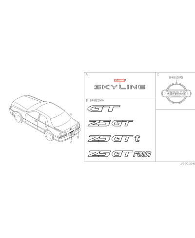 MONOGRAMME ARRIERE SKYLINER34 NISSAN 