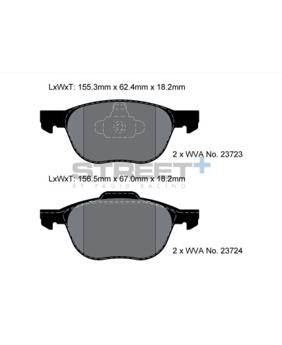 PLAQUETTES AVANT STREET+ MAZDA 3/ FORD FOCUS II, III/ VOLVO 