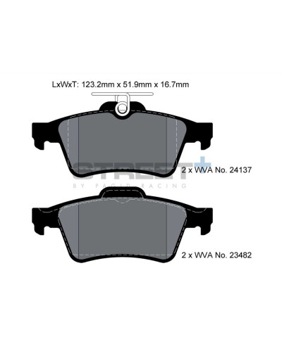 PLAQUETTES ARRIERE STREET+ MAZDA 3,5/ INTEGRA (DC5)/ FORD FOCUS II, III/ JAGUAR S TYPE II, XF/ VOLVO 