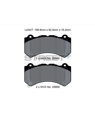 PLAQUETTES AVANT STREET+ NISSAN GT-R R35/ JEEP GRAND CHEROKEE/ CHEVROLET CORVETTE, CAMARO