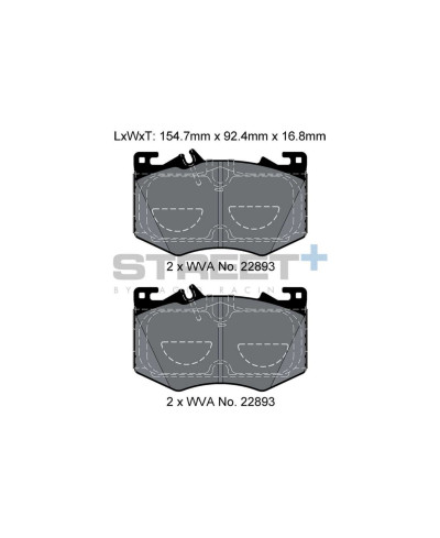 PLAQUETTES AVANT STREET+ MERCEDES CLASSE A (W177,V177), CLA (C118, X118), GLA (H247)