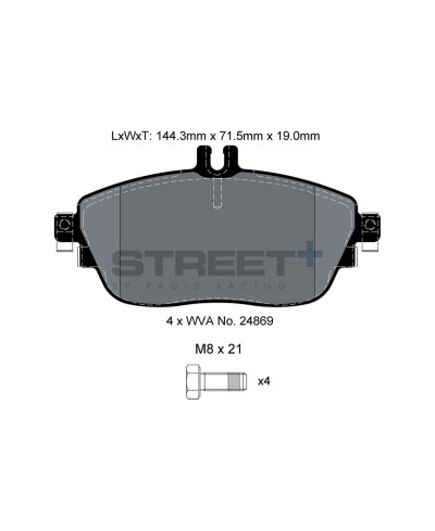 PLAQUETTES AVANT STREET+ MERCEDES CLASSE A (W176), CLASSE B (W246, W242), CLA (C117, X117), CLASSE GLA (X156)