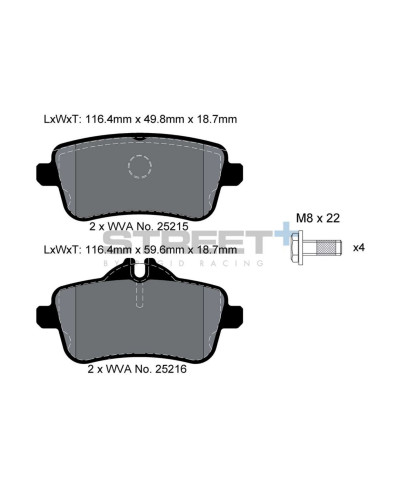 PLAQUETTES ARRIERE STREET+ MERCEDES CLASSE A (W176)/ CLA (C117, X117)/ GLA (X156)/ CLASSE GL (X166)/ GLE (W166, C292)/ GLS (X166