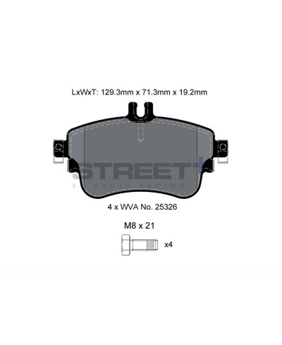 PLAQUETTES AVANT STREET+ MERCEDES CLASSE A (W176), CLASSE B (W246, W242), CLA COUPE (C117)