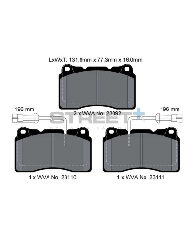 PLAQUETTES AVANT STREET+ RENAULT MEGANE IV 1,8 RS/ ALFA ROMEO BRERA, SPIDER