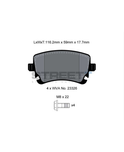 PLAQUETTES ARRIERE STREET+ AUDI A4/S4/RS4, A6/S6/RS6, A8/S8