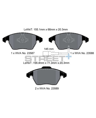 PLAQUETTES AVANT STREET+ AUDI A1/ A3, VW GOLF/JETTA/PASSA/POLO/SCIROCCO