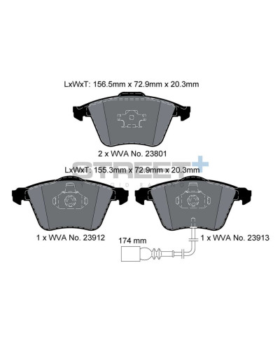 PLAQUETTES AVANT STREET+ AUDI A3, VW PASSAT B6/GOLF V - PAGID RACING 