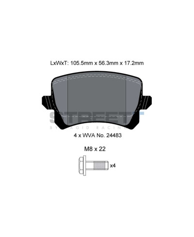 PLAQUETTES ARRIERE STREET+ AUDI Q3, VW PASSAT/GOLF V - PAGID RACING 