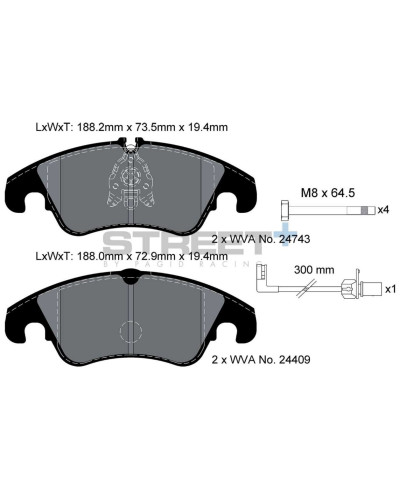 PLAQUETTES AVANT STREET+ AUDI A4/A5/A6 - PAGID RACING 