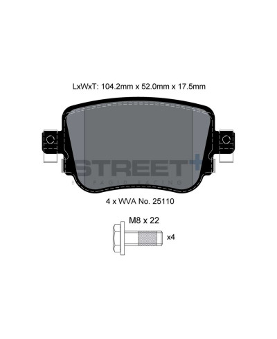 PLAQUETTES ARRIERE STREET+ AUDI A1, VW PASSAT (B7)/ SEAT LEON - PAGID RACING 