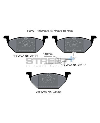 PLAQUETTES AVANT STREET+ AUDI A2/A3, VOLKSWAGEN BEETLE/GOLF IV/GOLF V/GOLF VI/JETTA/POLO - PAGID RACING 