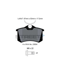 PLAQUETTES ARRIERE STREET+ AUDI A1/A3/A4/A6/A8/S8/TT , VW GOLF III-VI/POLO/SCIROCCO 