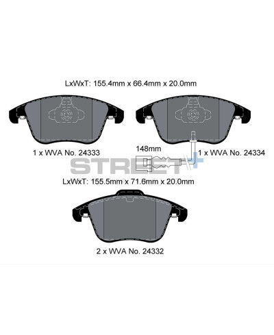PLAQUETTES AVANT STREET+ AUDI Q3, VW PASSAT/TIGUAN - PAGID RACING 