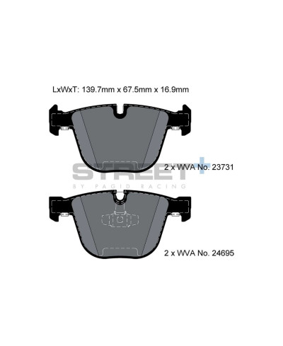 PLAQUETTES ARRIERE STREET+ BMW SERIE 5 GRAN TURISMO (F07), SERIE 7 (F01/F02/F03/F04) -PAGID RACING