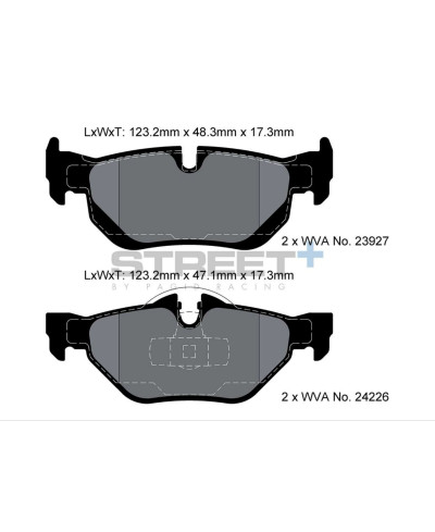 PLAQUETTES ARRIERE STREET+ BMW SERIE 1 (E81,E82,E87,E88) , SERIE 3 (E90,E91,E92), X1 (E84) - PAGID RACING