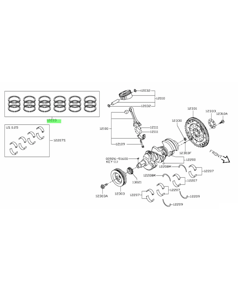 SET SEGMENTATION 6 CYLINDRES VQ35HR NISSAN