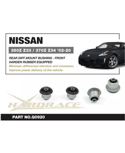 SET SILENT BLOCS SUPPORT DIFFERENTIEL ARRIERE NISSAN 350Z,370Z/ INFINITI G35,G37 - HARDRACE