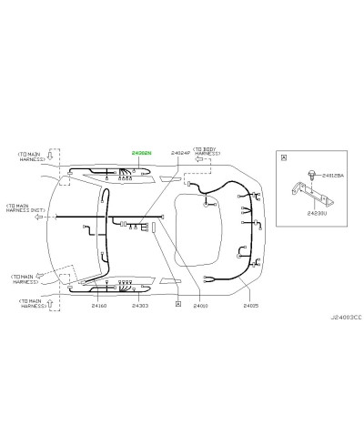 FAISCEAU PORTE DROITE 350Z RHD NISSAN