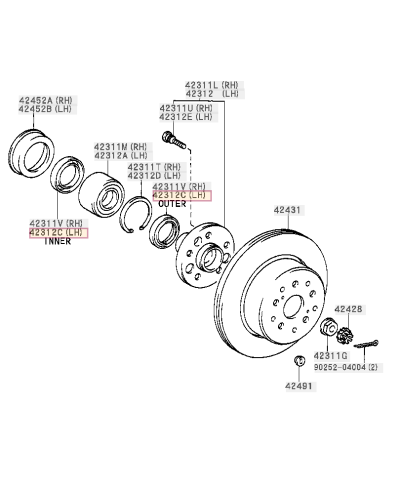 JOINT SPI ROULEMENT ROUE ARRIERE SUPRA JZA80 TOYOTA