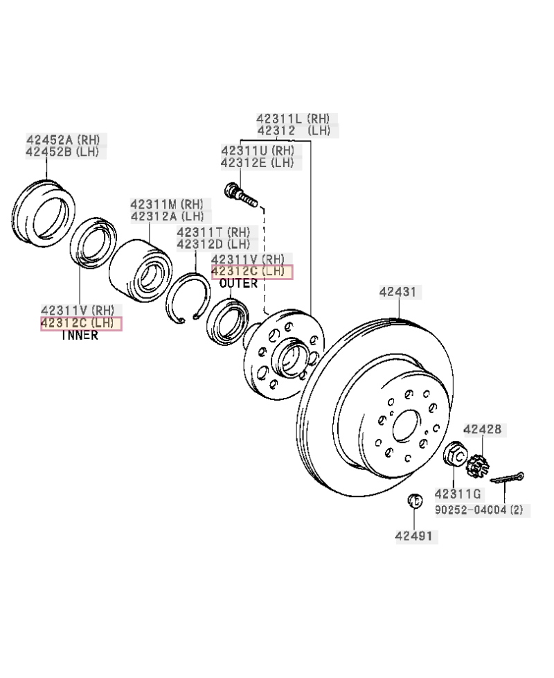 JOINT SPI ROULEMENT ROUE ARRIERE SUPRA JZA80 TOYOTA