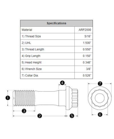 VIS DE BIELLES RENFORCÉES UNIVERSELLES 5/16" ARP