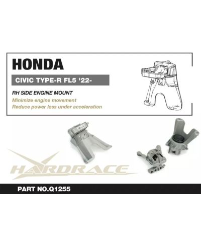 SUPPORT MOTEUR COTE DROIT RENFORCÉ HONDA CIVIC TYPE R FL5 - HARDRACE 