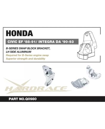 KIT SUPPORT MOTEUR SWAP B-SERIESCOTE GAUCHE HONDA CIVIC/ INTEGRA/CRX - HARDRACE 