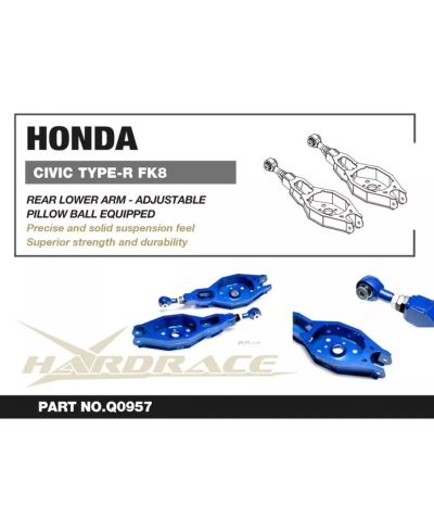 SET BRAS INFERIEUR ARRIERE REGLABLES HONDA CIVIC 16-22 - HARDRACE