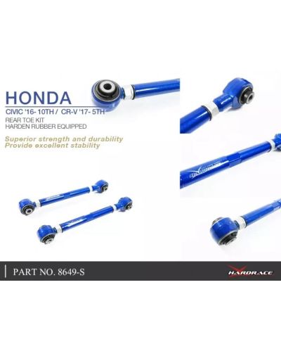 SET TIRANTS DE CHASSE ARRIERE REGLABLES HONDA CIVIC 16-22+ - HARDRACE 