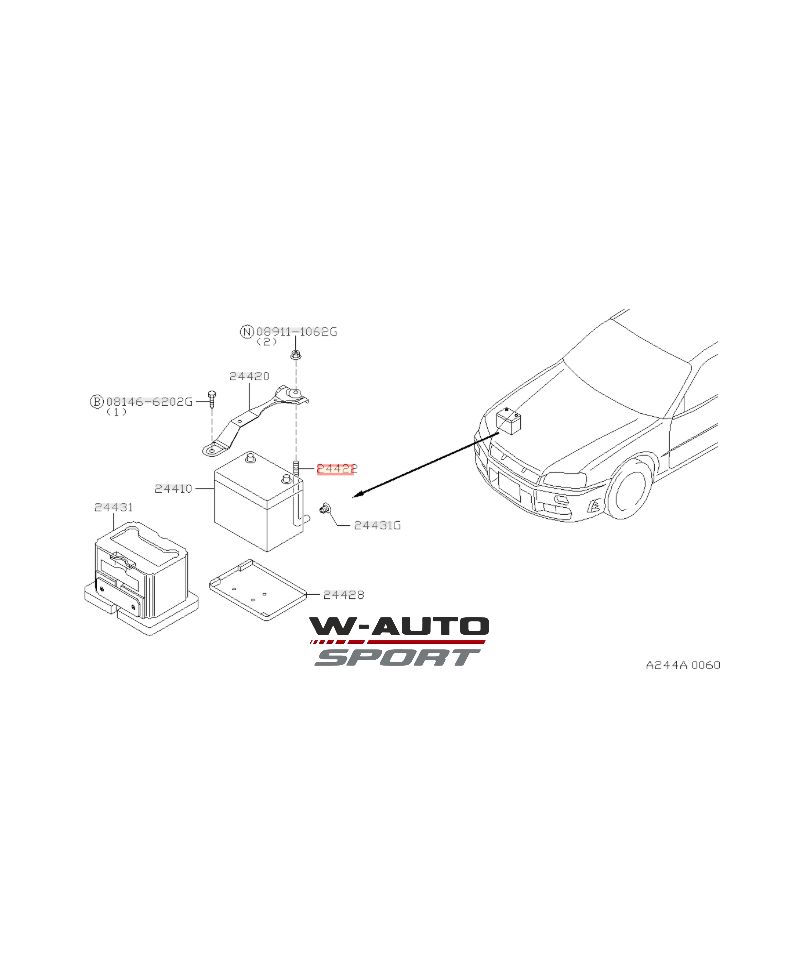 FIXATION BATTERIE R34 NISSAN