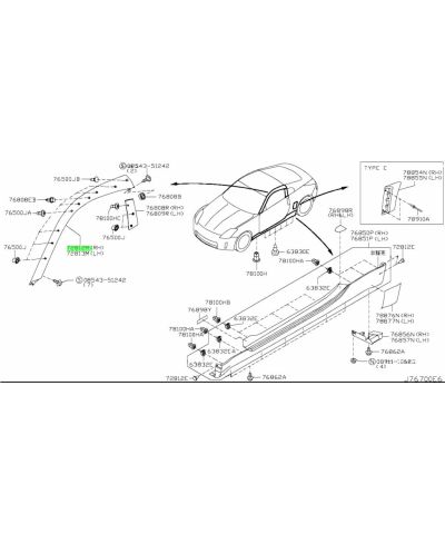 MONTANT EXTERIEUR PARE BRISE GAUCHE 350Z NISSAN