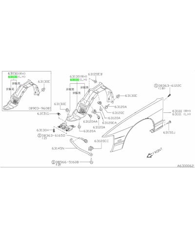 PASSAGE DE ROUE AVANT GAUCHE 200SX S13 NISSAN 