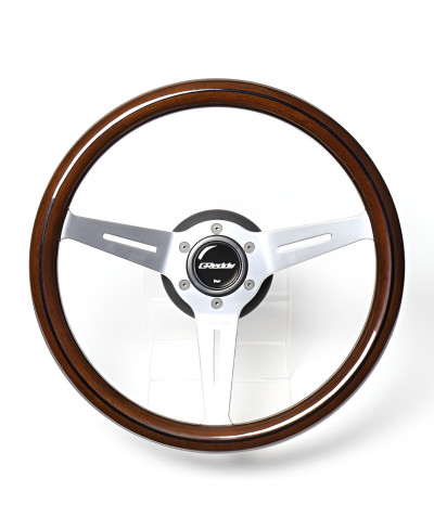 Volant GReddy "Wood Type" Tulipe (47 mm), Bois Fonce, Branches Alu - 340 mm