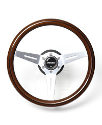 Volant GReddy "Wood Type" Tulipe (47 mm), Bois Fonce, Branches Alu - 340 mm