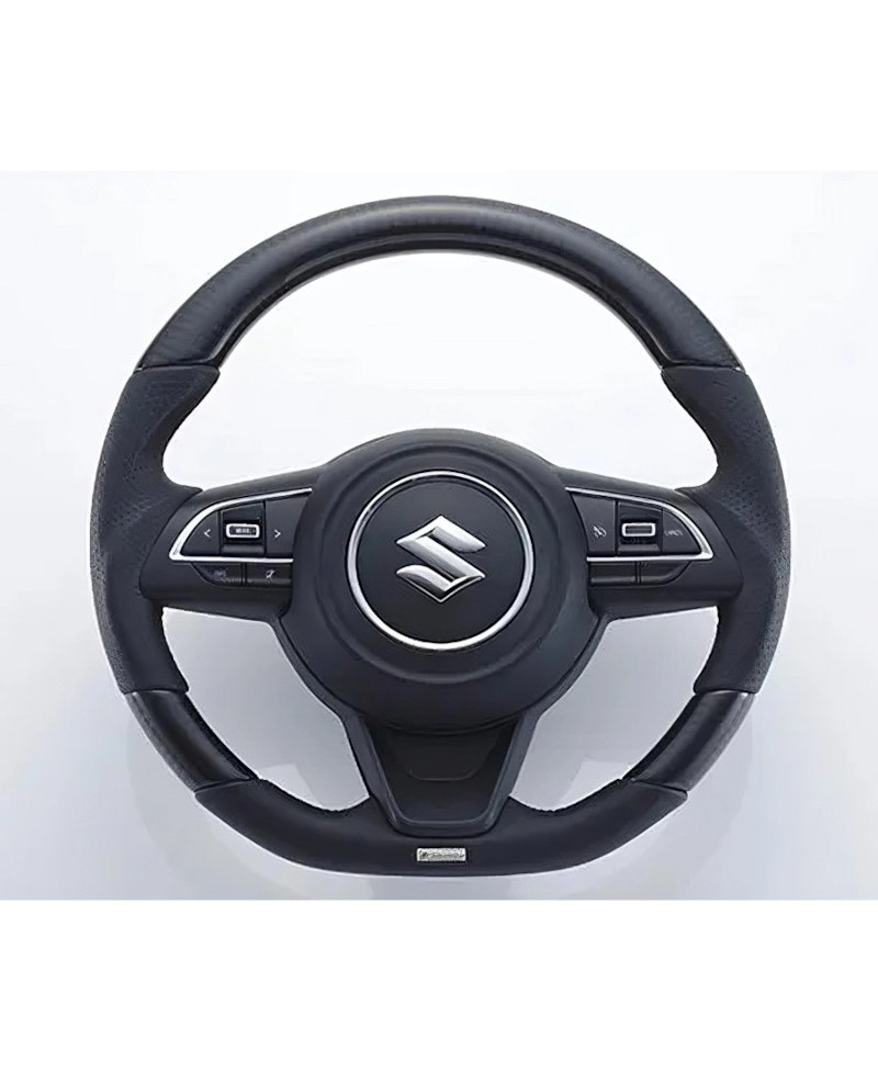 Volant GReddy Carbone Noir avec Coutures Rouges pour Suzuki Swift Sport ZC33S