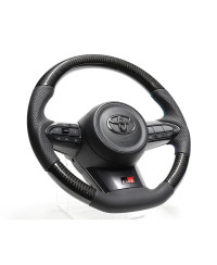 Volant GReddy Carbone Noir avec Coutures Tricolores pour Toyota Yaris GR