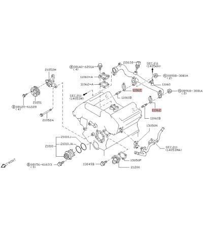 JOINT CANALISATION EAU VQ35HR / VQ37HR NISSAN