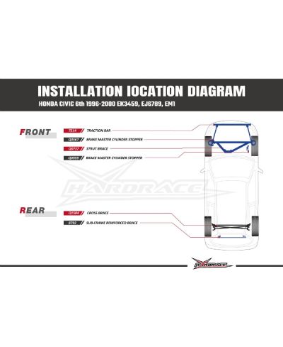 BARRE DE RENFORT CROSS BRACE ARRIERE HONDA CIVIC (96-98) - HARDRACE