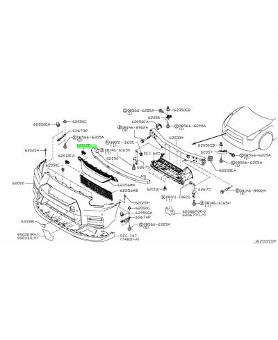 CLIP AGRAPHE PARE-CHOC AVANT NISSAN