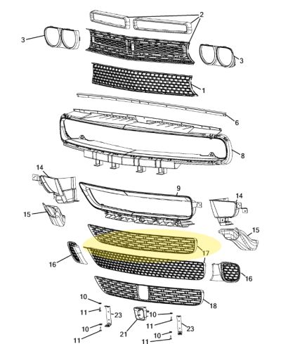 GRILLE INFERIEURE DODGE CHALLENGER MOPAR