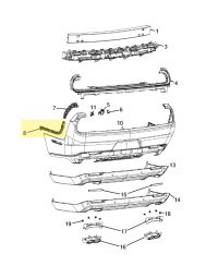 SUPPORT GAUCHE PARE CHOC ARRIERE DODGE CHALLENGER 2017 - 2023 MOPAR