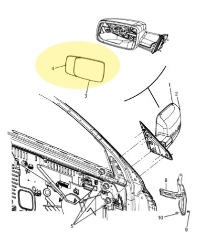 MIROIR RETROVISEUR GAUCHE DODGE RAM MOPAR