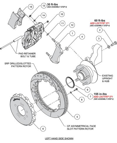 KIT GROS FREINS AVANT PERCES & RAINURES SUPERLITE 6 PISTONS NISSAN R32 GTR (89-94), 300ZX - WILWOOD