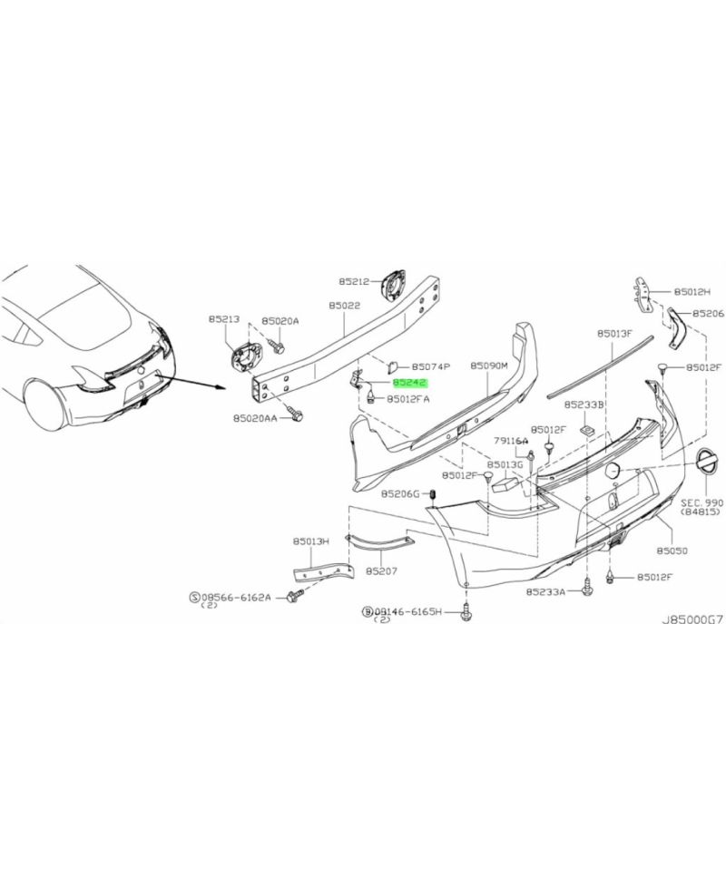 SUPPORT PARE CHOC ARRIERE 370Z NISSAN